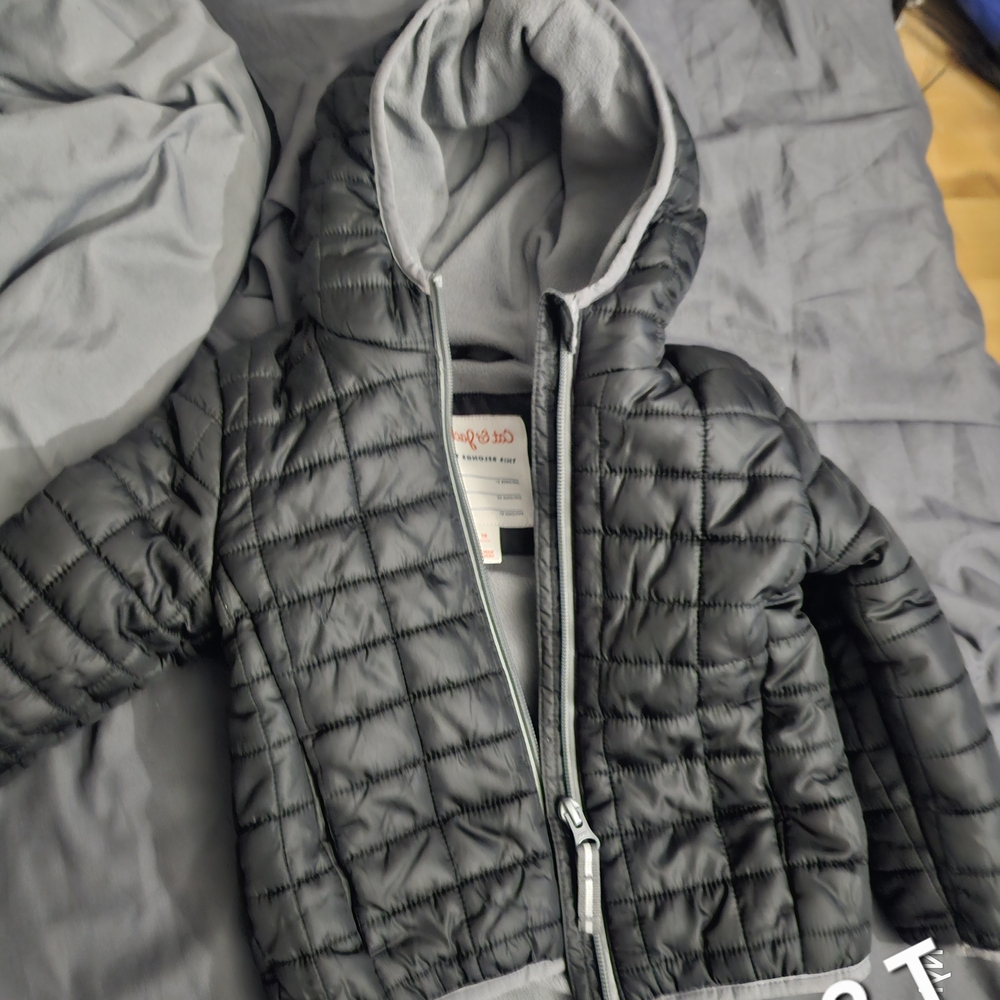 Black Quilted Hooded Jacket